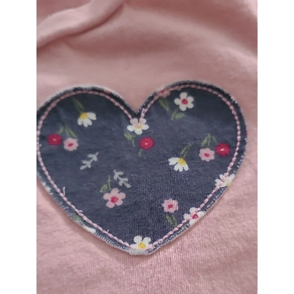 Carter's 4T Girls Pink Long-Sleeve Peplum Top with Navy Floral Heart